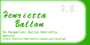 henrietta ballon business card